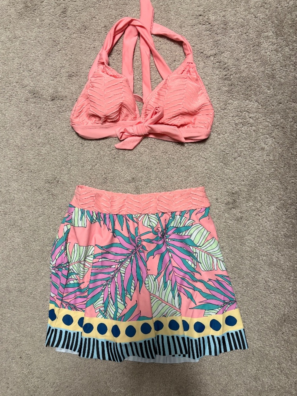 Dusty Pink High Waisted Bikini Set w/ Sarong Modily Size XS